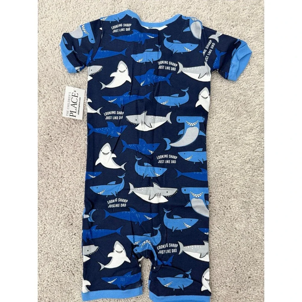 NEW TCP Shark Jammie’s Boys Navy & Gray & White Jam’s Set 6-9 Months